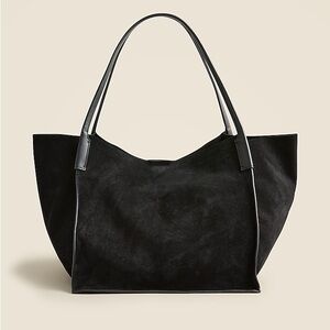 J.Crew Large Berkeley Tote Carryall Bag in Black Suede And Leather NWT👜